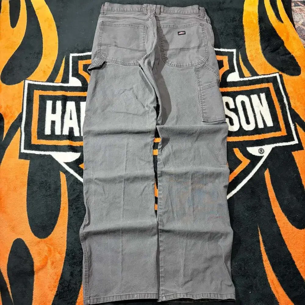 Y2K Dickies Men's Canvas Carpenter Work Pants in Faded Grey baggy